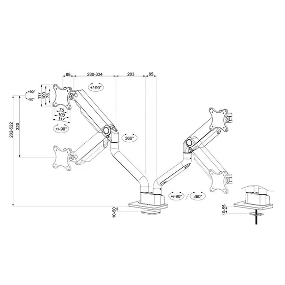 Neomounts DS70S-950BL2 Zwart