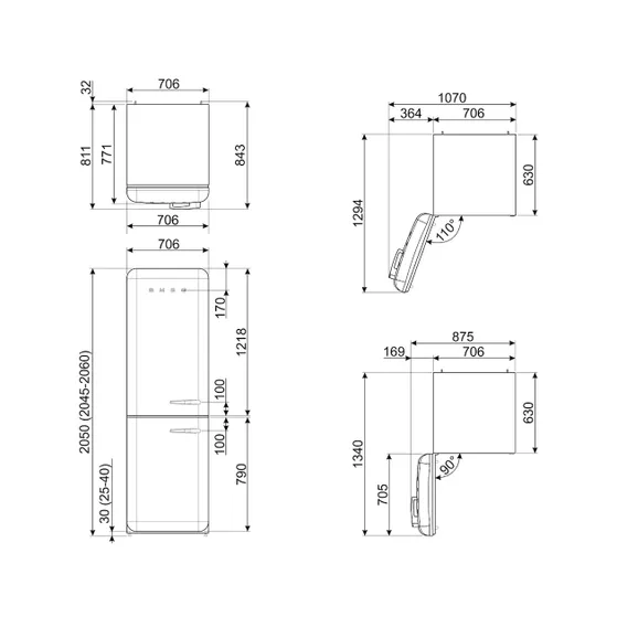 Smeg FAB38LBL6 Zwart