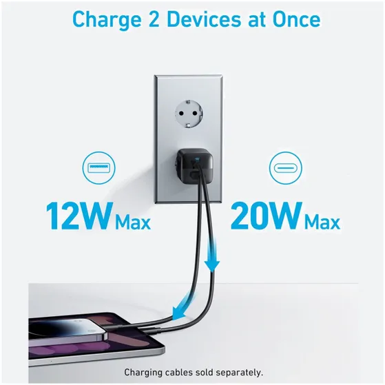 Anker 60W 10-Port Desktop Charger Zwart