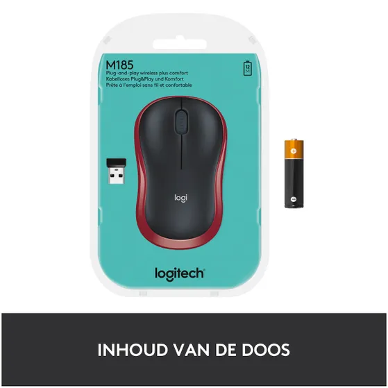 Logitech M185 Draadloze Muis Rood