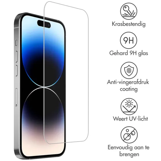 Accezz Gehard Glas Screenprotector iPhone 15 / 15 Pro Transparant