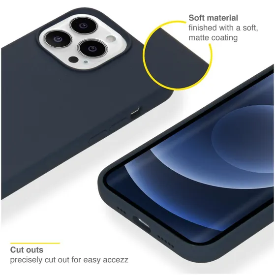 Accezz Liquid Silicone voor Apple iPhone 13 Pro Donkerblauw