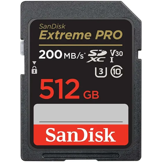 SanDisk SDXC Extreme Pro 512GB 200/140 mb/s - V30 - Rescue Pro DL 2Y