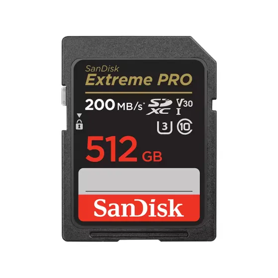 SanDisk SDXC Extreme Pro 512GB 200/140 mb/s - V30 - Rescue Pro DL 2Y