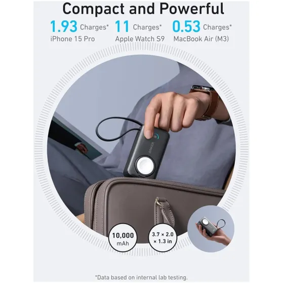 Anker MagGo 10K 35W voor Apple Watch Zwart