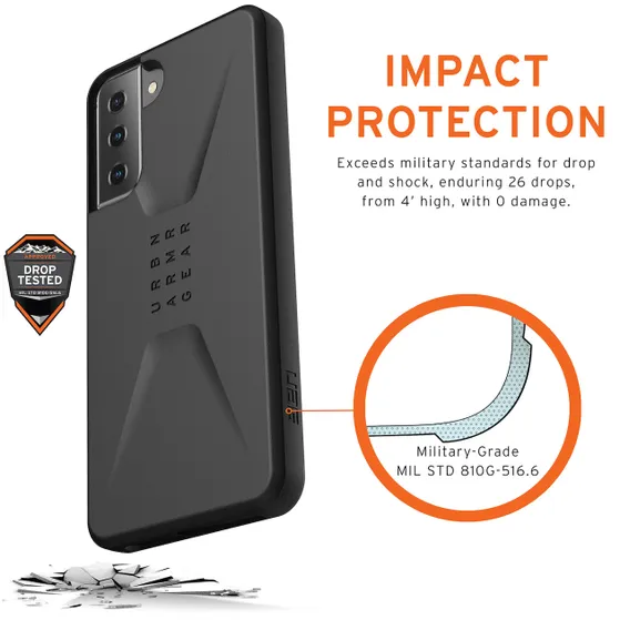 UAG Civilian Backcover Samsung Galaxy S21 Plus Zwart