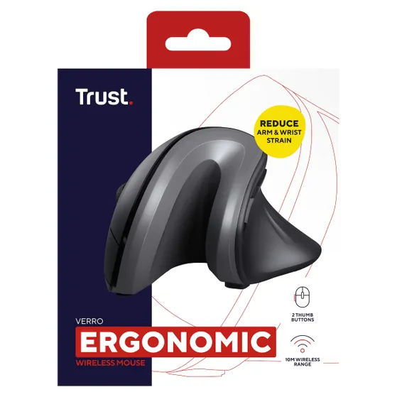 Trust Verro Ergonomische draadloze muis Zwart
