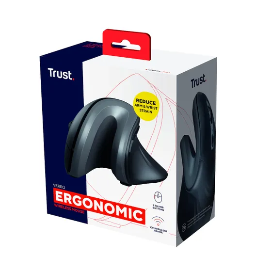 Trust Verro Ergonomische draadloze muis Zwart