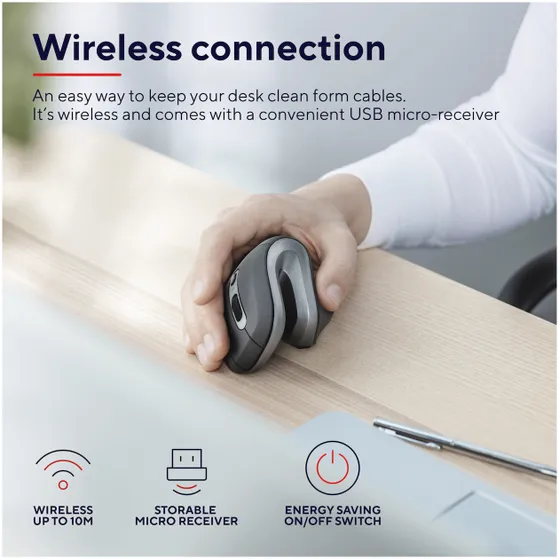 Trust Verro Ergonomische draadloze muis Zwart