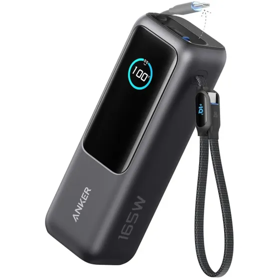 Anker Power Bank (25K 165W Built-In USB-C and Retractable Cable)