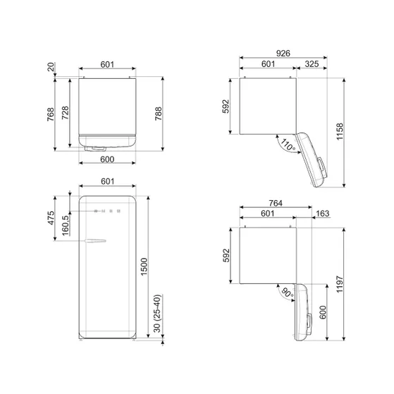 Smeg FAB28RDBLM6 Mat zwart