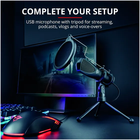 Trust GXT 232 Mantis Microfoon - Gaming & Streamen Zwart
