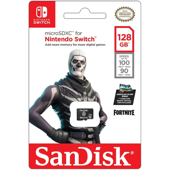 SanDisk MicroSDXC Extreme Gaming 128GB Nintendo licensed Fortnite Skull Trooper