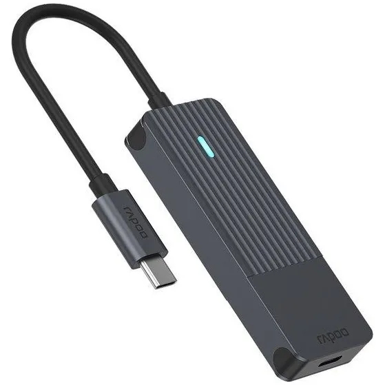 Rapoo USB-C Hub, USB-C naar USB-A en USB-C, grijs