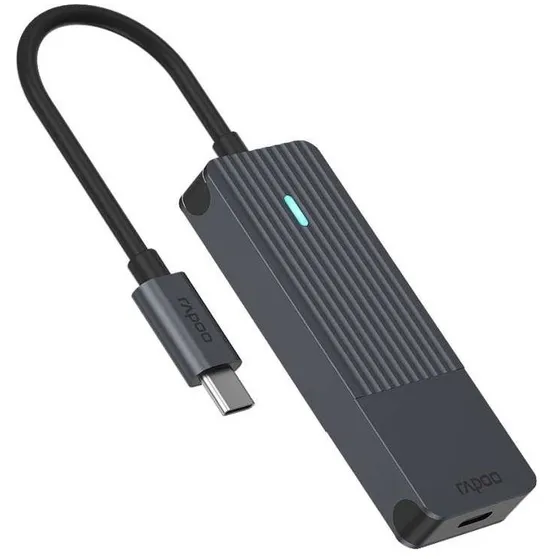 Rapoo USB-C Hub, USB-C naar USB-A en USB-C, grijs