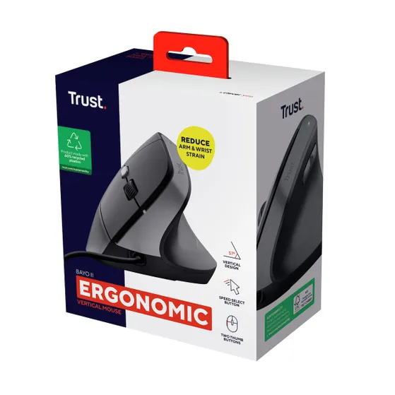 Trust BAYO II ERGONOMIC MOUSE Zwart