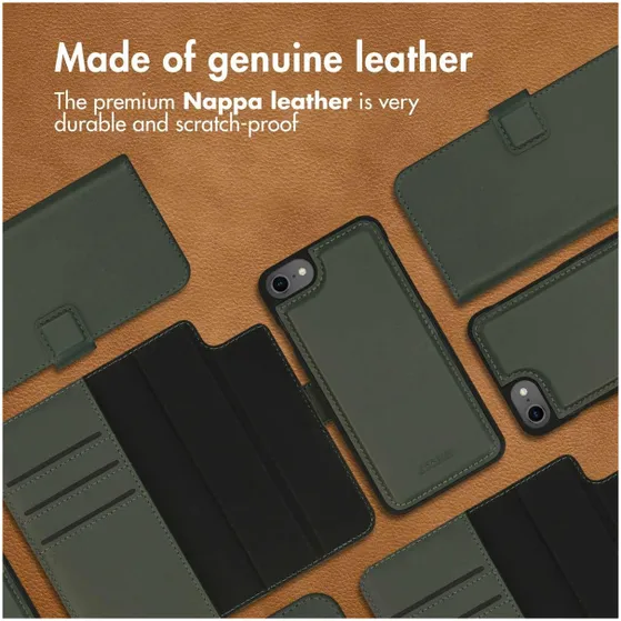 Accezz Premium Leather 2 in 1 Wallet Book Case voor Apple iPhone SE (2022 / 2020) / 8 / 7 / 6(s) Groen