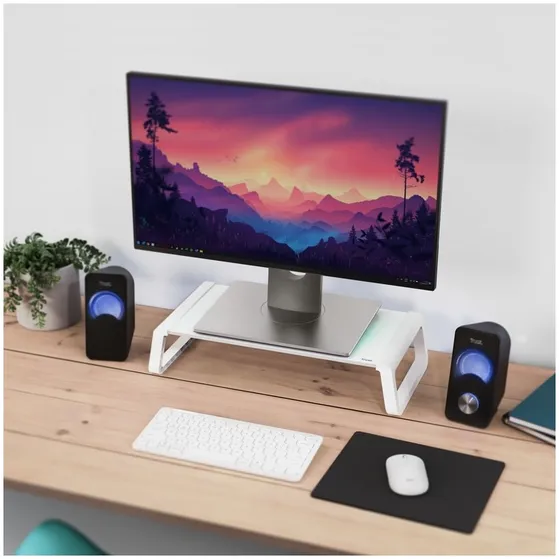 Trust Monta Monitorstandaard van gehard glas Wit