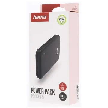 Hama Pocket 5 Power Pack 5000 mAh Outputs: 2x USB-A7 Antraciet