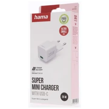 Hama Fast Charger USB-C PD/Qualcomm® Super-Mini Charger 25 W Wit