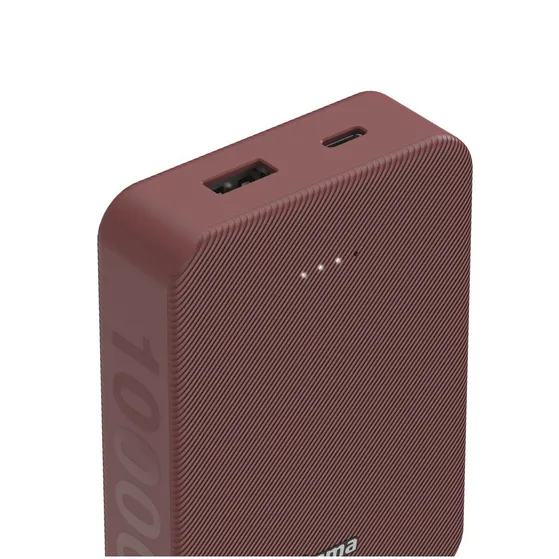 Hama Colour 10 Power Pack 10000 mAh 2 Outputs:USB-C USB-A Rood