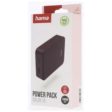 Hama Colour 10 Power Pack 10000 mAh 2 Outputs:USB-C USB-A Paars