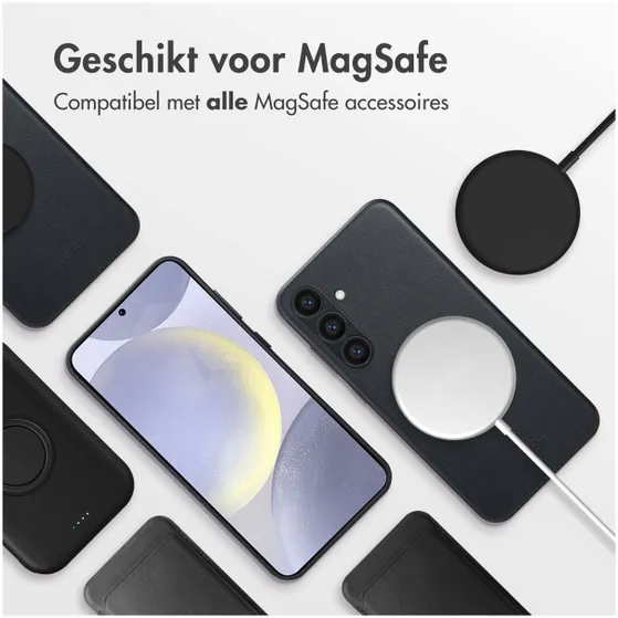 Accezz MagSafe Leather Backcover Samsung Galaxy S24 Plus Zwart