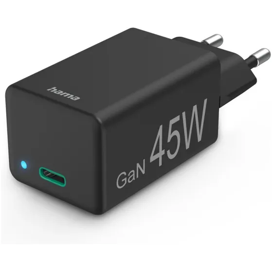 Hama Fast Charger USB-C PD/QC/GaN Super-Mini Charger 45 W Zwart