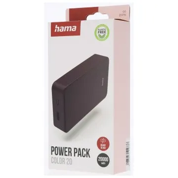 Hama Colour 20 Power Pack 20000 mAh 2 Outputs:USB-C USB-A Paars