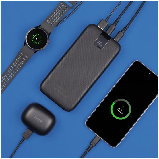 Hama PD 20 Power Pack 20000 mAh Outputs:2x USB-C USB-A Fast Charging Antraciet