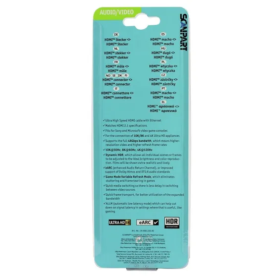 Scanpart Ultra High Speed HDMI kabel met Ethernet 2.0m 8K60Hz 48Gbps