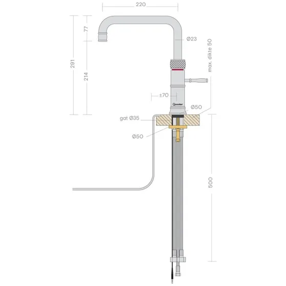 Quooker Classic Fusion Square Messing Patina