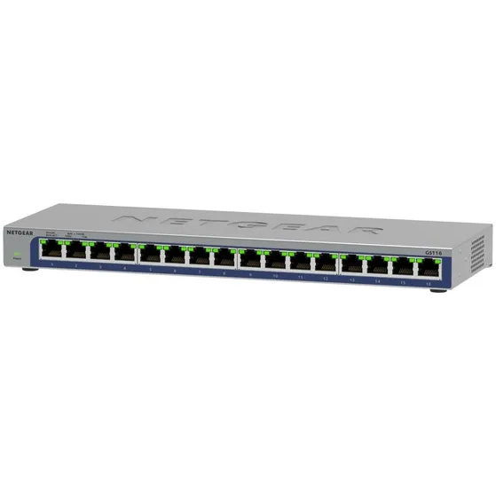 Netgear ProSafe Unmanaged Switch - GS116 - 16-port Gigabit 10/100/1000 Mbps - desktop