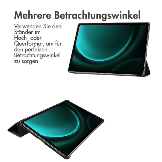 Accezz Trifold Bookcase Samsung Tab S9 FE Plus Zwart