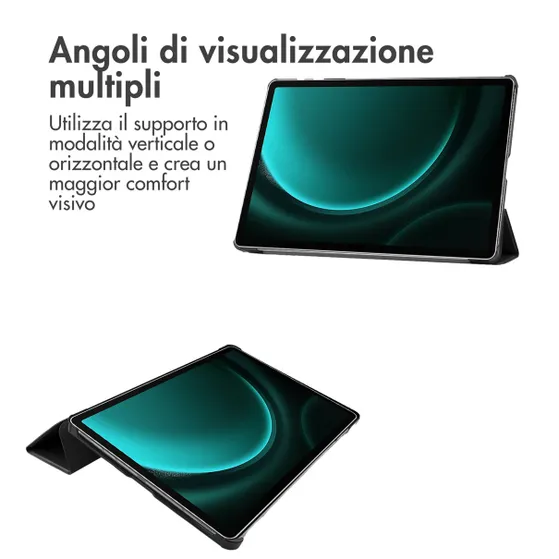 Accezz Trifold Bookcase Samsung Tab S9 FE Plus Zwart