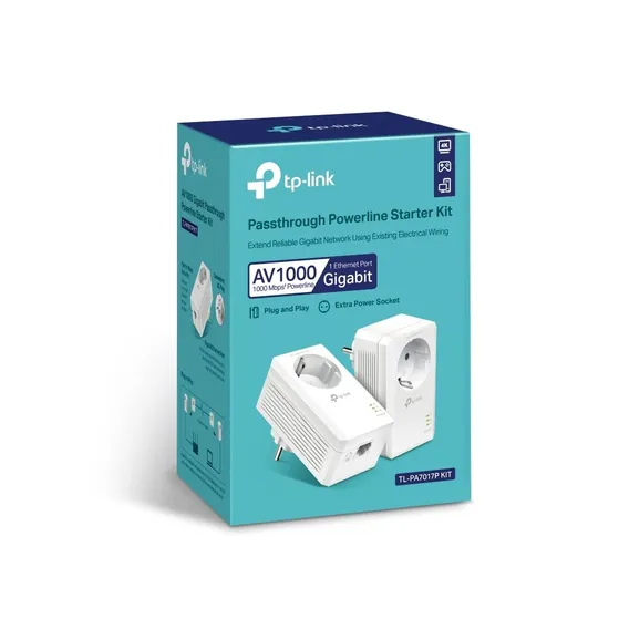 TP-Link TL-PA7017P KIT AV1000 Gigabit Passthrough Powerline Starterset