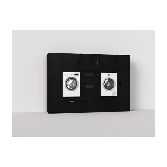 Wastoren CW-1-9-S Wasmachine kast Zwart/eiken