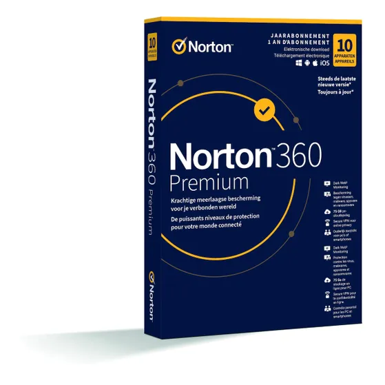 Norton 360 Premium (10 apparaten) Digitale licentie