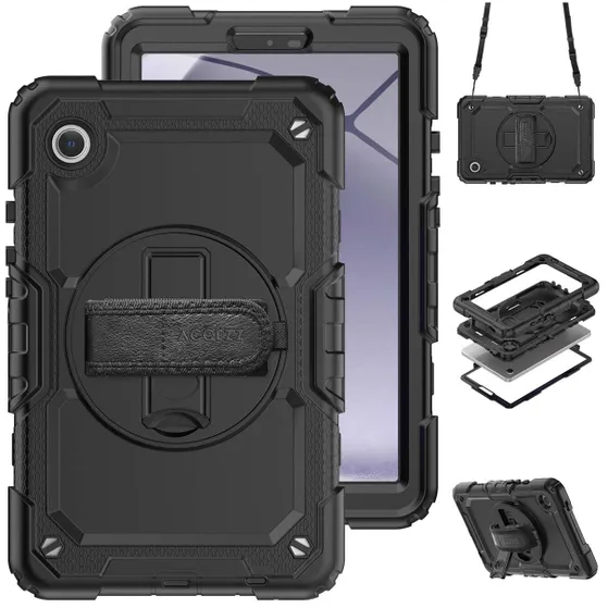 Accezz Rugged Backcover Shoulder Strap Samsung Galaxy Tab A9 Zwart