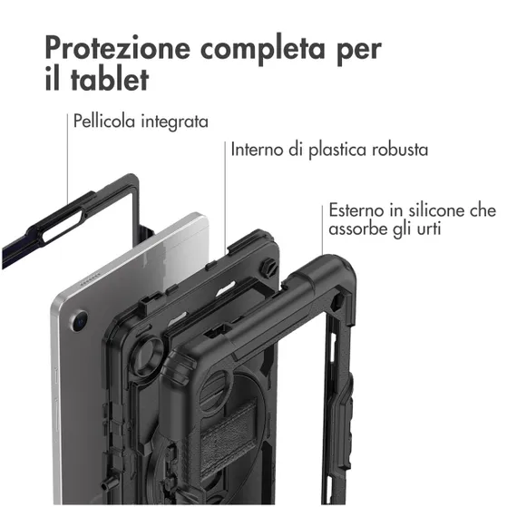 Accezz Rugged Backcover Shoulder Strap Samsung Galaxy Tab A9 Zwart