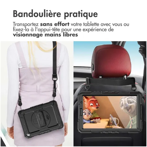 Accezz Rugged Backcover Shoulder Strap voor de Samsung Galaxy Tab S9 FE Plus / Tab S9 Plus Zwart