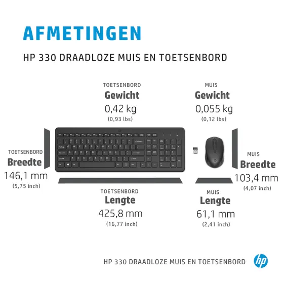 HP 330 draadloze en draadloos toetsenbord en muis