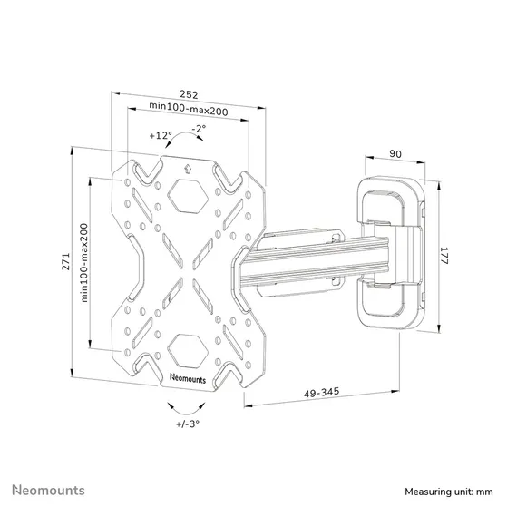 Neomounts WL40S-840BL12 Zwart