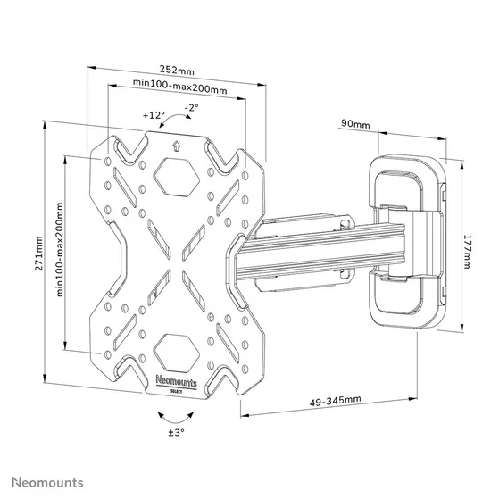 Neomounts WL40S-840BL12 Zwart