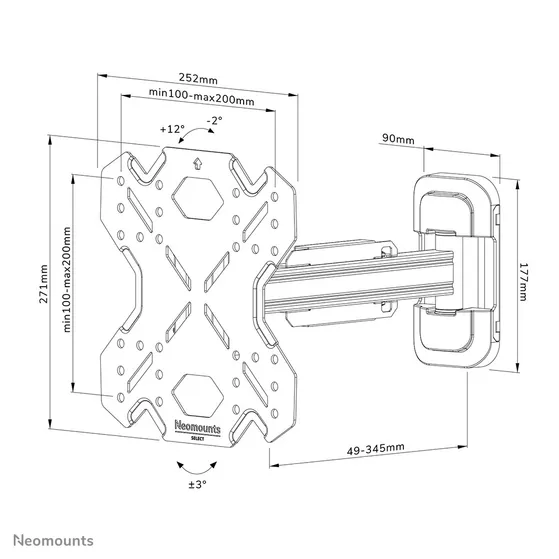Neomounts WL40S-840BL12 Zwart