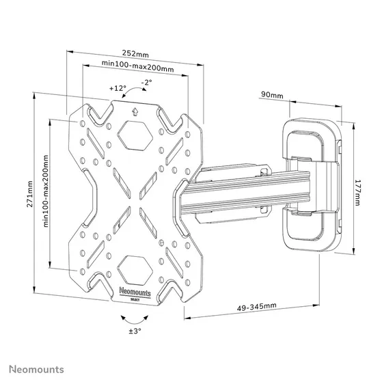 Neomounts WL40S-840BL12 Zwart