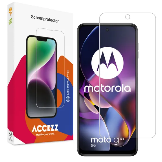 Accezz Gehard Glas Screenprotector voor de Motorola Moto G54 Transparant
