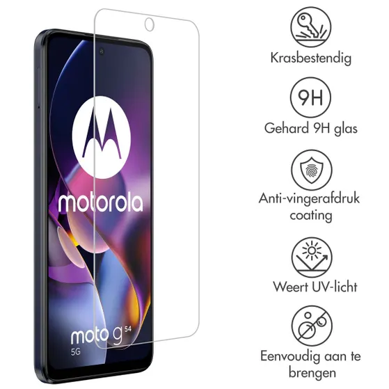 Accezz Gehard Glas Screenprotector voor de Motorola Moto G54 Transparant