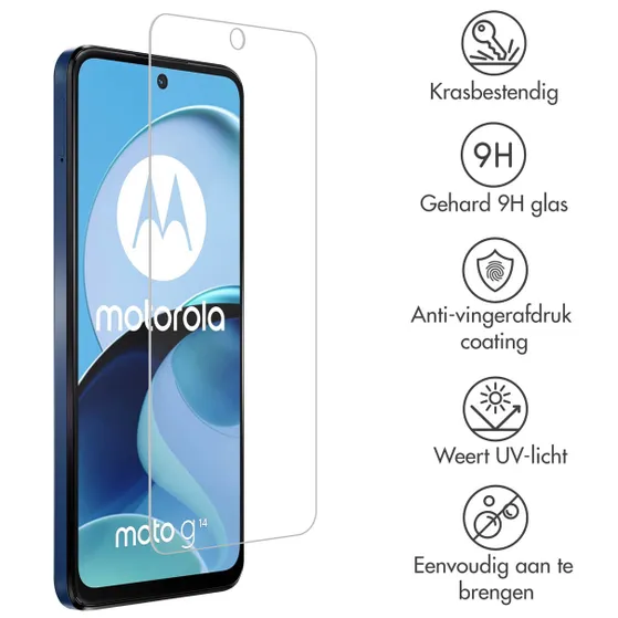 Accezz Gehard Glas Screenprotector voor de Motorola Moto G14 Transparant