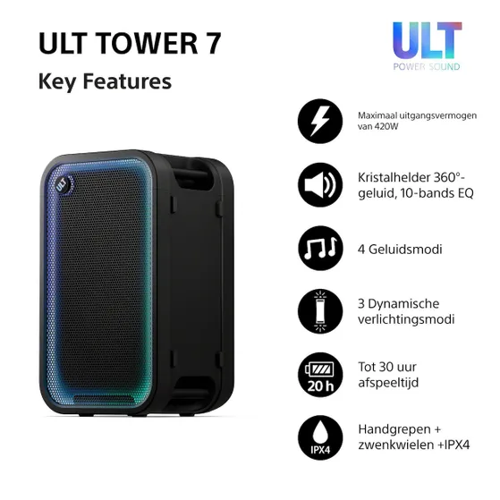 Sony ULT TOWER 7 Zwart